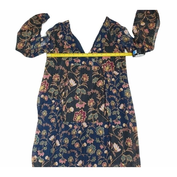 BcbgenerationMetallic‎ Floral Bow Back Dress XXS - Picture 11 of 13